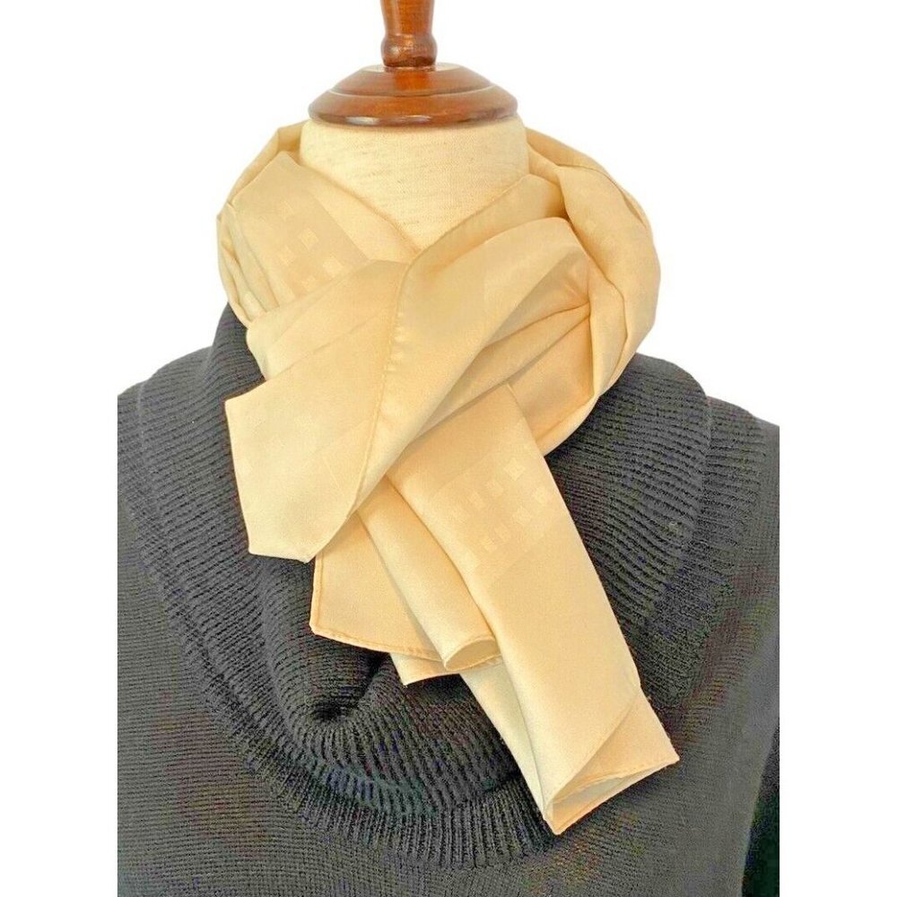Women’s Scarf Cream Geometric Border Long Rectangle Lightweight Casual Vintage - Picture 3 of 16